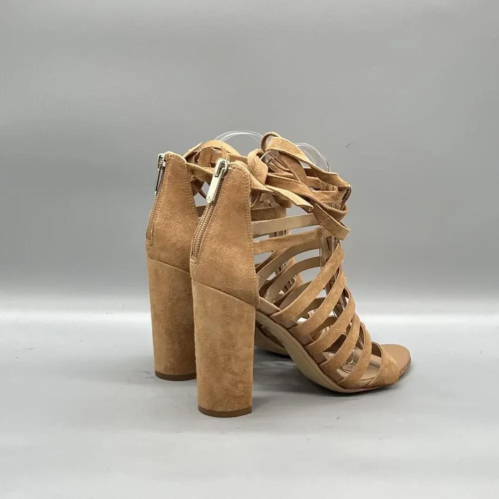 Sam Edelman Sandals Womens 8 Brown Suede Strappy Block Heel Yarina Shoes